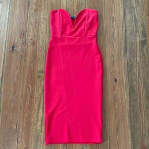 Bright Red Sweetheart Strapless Bodycon Dress